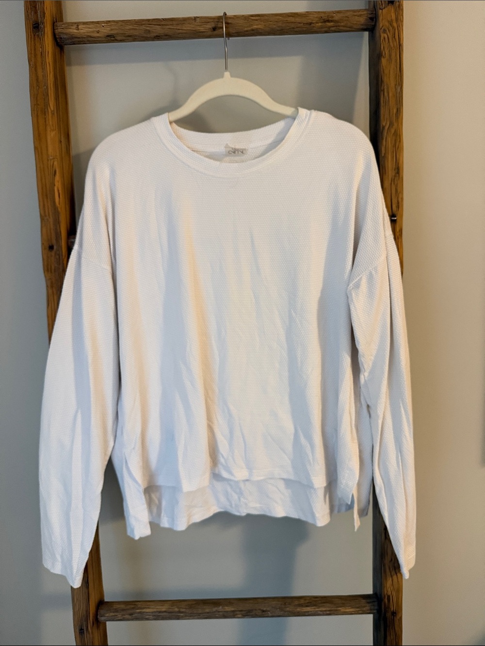 CALIA by Carrie Underwood White Waffle Knit Long-Sleeve Top